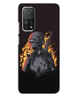 Чехол для Xiaomi Mi 10T Pro с картинкой «PUBG — огненный силуэт»