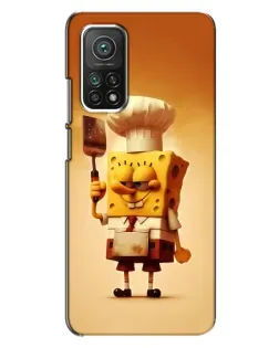 Чехол для Xiaomi Mi 10T Pro с картинкой «Губка Боб повар»