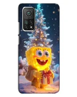 Чехол для Xiaomi Mi 10T Pro с картинкой «Рождественский Спанч Боб»