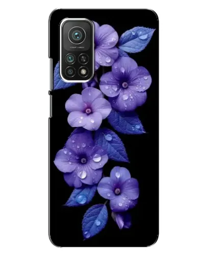 Чехол для Xiaomi Mi 10T Pro с картинкой «Фиолетовые цветы с росою»
