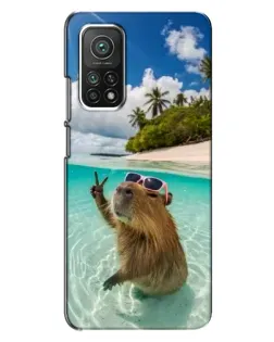 Чехол для Xiaomi Mi 10T Pro с картинкой «Капибара на море»