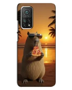 Чехол для Xiaomi Mi 10T Pro с картинкой «Капибара с пиццей»