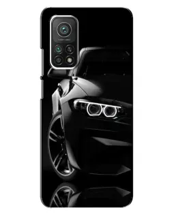 Чехол для Xiaomi Mi 10T с картинкой «Черная BMW — профиль»