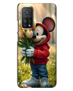 Чехол для Xiaomi Mi 10T с картинкой «Микки с тюльпанами»