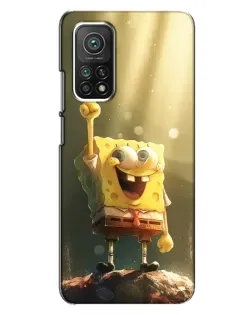 Чехол для Xiaomi Mi 10T с картинкой «Сияющий Спанч Боб»