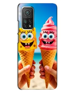 Чехол для Xiaomi Mi 10T с картинкой «Спанч Боб мороженое»