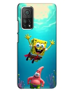 Чехол для Xiaomi Mi 10T с картинкой «Спанч Боб под водой»