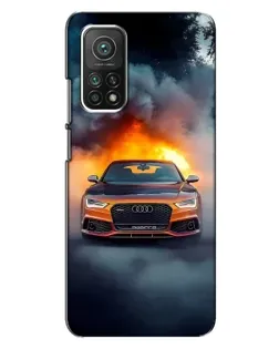Чехол для Xiaomi Mi 10T с картинкой «Audi в огненном дыму»