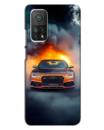 Чехол для Xiaomi Mi 10T с картинкой «Audi в огненном дыму»