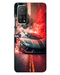 Чехол для Xiaomi Mi 10T с картинкой «Lamborghini красный дым»