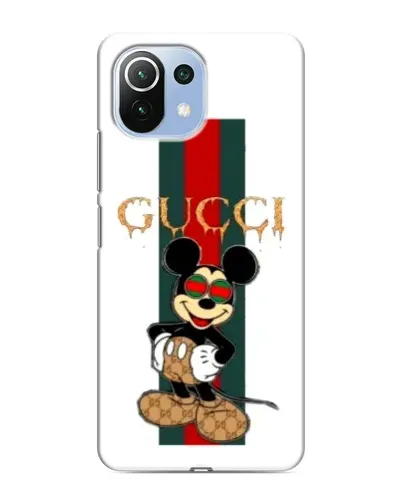 Чехол для Xiaomi Mi 11 Lite с картинкой «Микки Маус Gucci — полосы»
