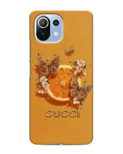 Чехол для Xiaomi Mi 11 Lite с картинкой «Gucci — золотые бабочки»