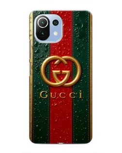 Чехол для Xiaomi Mi 11 Lite с картинкой «Gucci — фирменная полоса и золото»