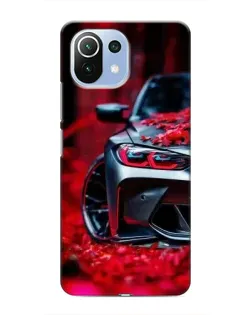 Чехол для Xiaomi Mi 11 Lite с картинкой «Спортивная BMW и цветы»