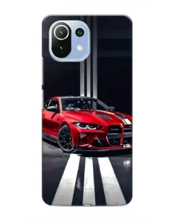 Чехол для Xiaomi Mi 11 Lite с картинкой «Красная BMW на дороге»