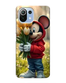 Чехол для Xiaomi Mi 11 Lite с картинкой «Микки с тюльпанами»