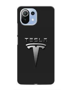 Чехол для Xiaomi Mi 11 Lite с картинкой «Стальной логотип Tesla»