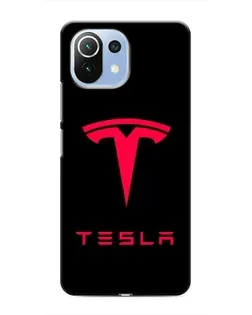 Чехол для Xiaomi Mi 11 Lite с картинкой «Tesla Red Logo»