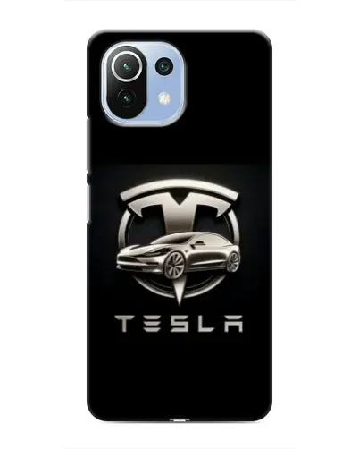 Чехол для Xiaomi Mi 11 Lite с картинкой «Tesla — серебристое авто»