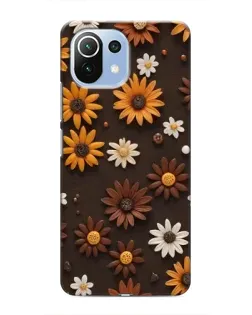 Чехол для Xiaomi Mi 11 Lite с картинкой «Узор из маленьких подсолнухов»