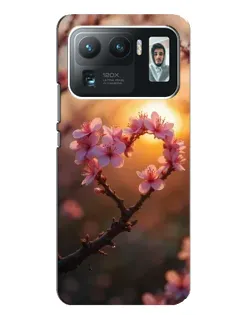 Чехол для Xiaomi Mi 11 Ultra с картинкой «Розовый цвет сердце на фоне заката»