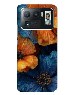 Чехол для Xiaomi Mi 11 Ultra с картинкой «Яркая сине-оранжевая флора»