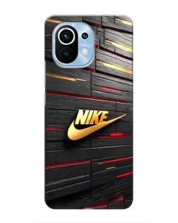 Чехол для Xiaomi Mi 11 с картинкой «Золотой Nike на металле»