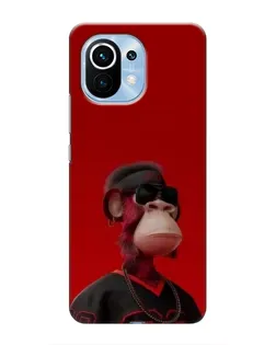 Чехол для Xiaomi Mi 11 с картинкой «Bored Ape в красном»
