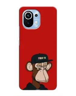 Чехол для Xiaomi Mi 11 с картинкой «Bored Ape — красный фон»