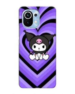 Чехол для Xiaomi Mi 11 с картинкой «Kuromi и фиолетовые сердца»
