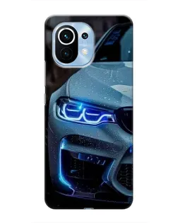 Чехол для Xiaomi Mi 11 с картинкой «Взгляд BMW с синими фарами»