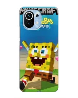 Чохол для Xiaomi Mi 11 з картинкою «Губка Боб Minecraft»