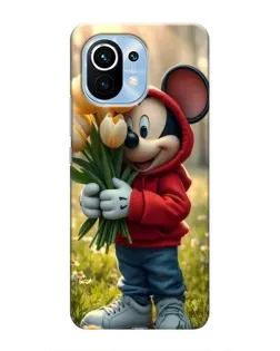 Чехол для Xiaomi Mi 11 с картинкой «Микки с тюльпанами»