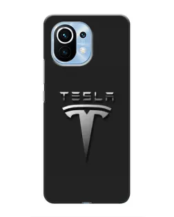 Чехол для Xiaomi Mi 11 с картинкой «Стальной логотип Tesla»