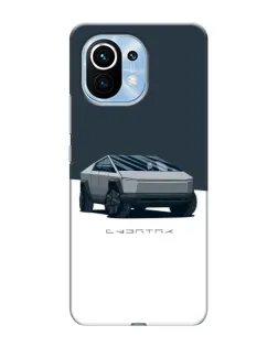 Чехол для Xiaomi Mi 11 с картинкой «Серебристый Cybertruck Tesla»