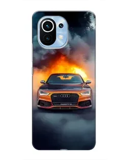 Чехол для Xiaomi Mi 11 с картинкой «Audi в огненном дыму»