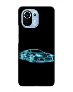 Чехол для Xiaomi Mi 11 с картинкой «Неоновый контур Lamborghini»