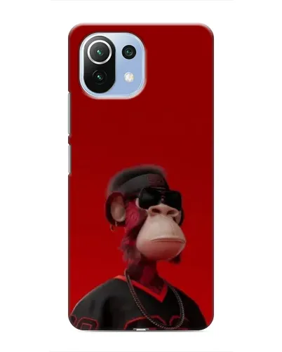 Чехол для Xiaomi Mi 11i с картинкой «Bored Ape в красном»