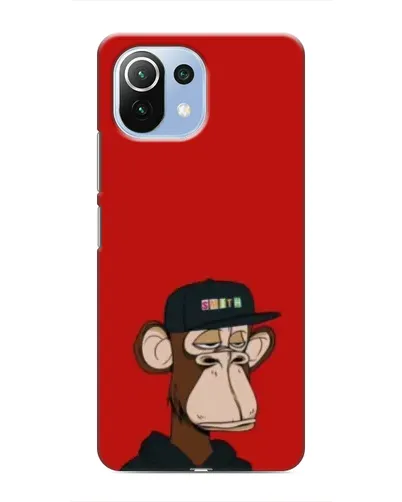 Чехол для Xiaomi Mi 11i с картинкой «Bored Ape — красный фон»