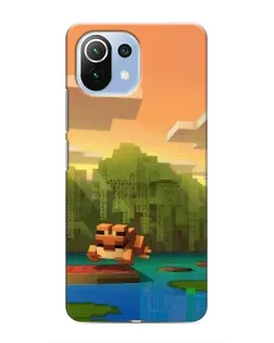 Чехол для Xiaomi Mi 11i с картинкой «Майнкрафт закат солнца»
