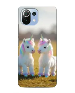 Чехол для Xiaomi Mi 11i с картинкой «Пара единорогов»