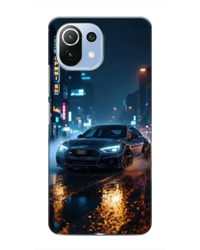 Чехол для Xiaomi Mi 11i с картинкой «Ночной город и Audi»