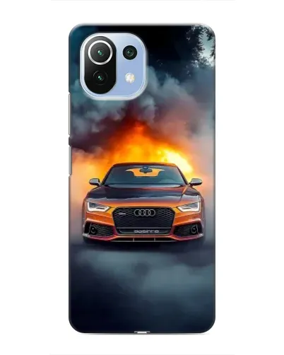 Чехол для Xiaomi Mi 11i с картинкой «Audi в огненном дыму»