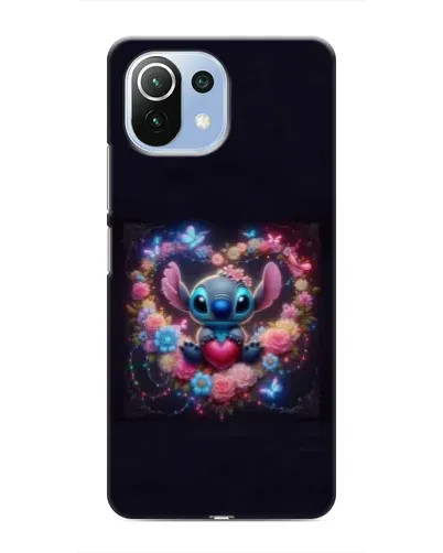 Чехол для Xiaomi Mi 11i с картинкой «Stitch в цветах»