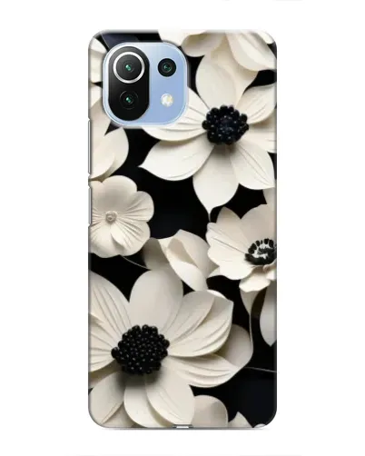 Чехол для Xiaomi Mi 11i с картинкой «Объемные белые цветы»