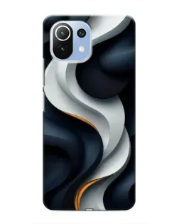 Чехол для Xiaomi Mi 11i с картинкой «Объемные черно-белые ленты»