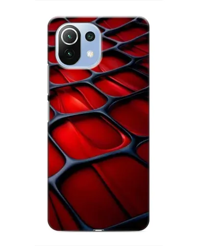 Чехол для Xiaomi Mi 11i с картинкой «Красная глянцевая сетка»