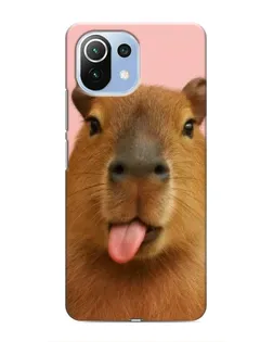 Чехол для Xiaomi Mi 11i с картинкой «Капибара с языком»