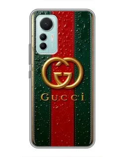 Чехол для Xiaomi Mi 12 Lite с картинкой «Gucci — фирменная полоса и золото»