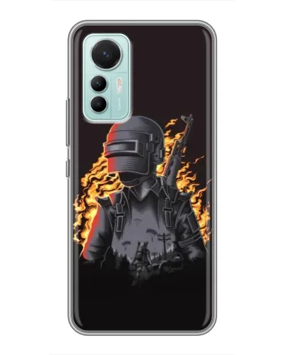 Чехол для Xiaomi Mi 12 Lite с картинкой «PUBG — огненный силуэт» Чехол для Xiaomi Mi 12 Lite с картинкой «PUBG — огненный силуэт»